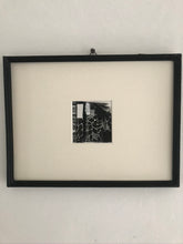 Load image into Gallery viewer, 30-21 cm 10-10 cm 2021 mixed media creme white passe partout black vintage wooden frame black and white work with charcoal acrylic paint and magazine paper title messy mind
